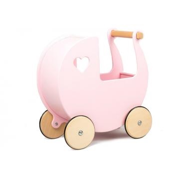 dřevěný kočárek ecotoys pink heart
